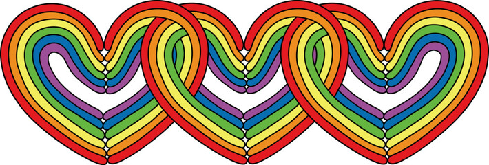 Pride month symbol. LGBTQ community. Hearts.