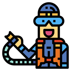 scuba diving filled outline icon style