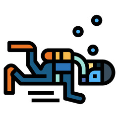 scuba diving filled outline icon style