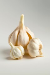 ail blanc et rose sur fond blanc, isol&eacute;, ingr&eacute;dients recette, illustration ia g&eacute;n&eacute;rative 3