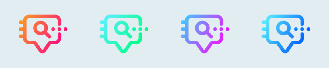 Search chat line icon in gradient colors. Intelligence engine signs vector illustration.