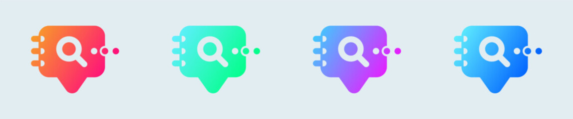 Search chat solid icon in gradient colors. Intelligence engine signs vector illustration.