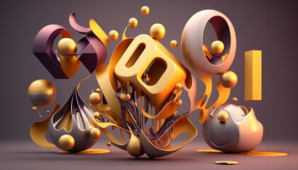 3d_Abstract_floating_shapes.Generative AI.