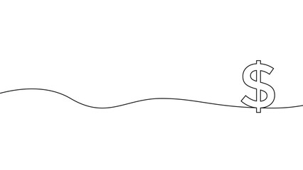 Linear background of dollar sign. One continuous line drawing of a dollar sign