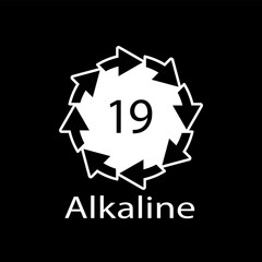 Battery recycling code Alkaline 19 . Vector illustration