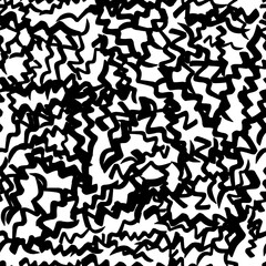 Seamless pattern with black wavy grunge brush strokes