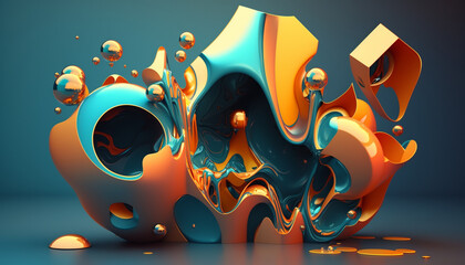 3d_Abstract_floating_shapes.Generative AI.