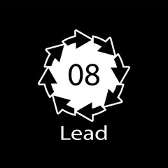 Battery recycling symbol 8 Lead , battery recycling code 8 Lead