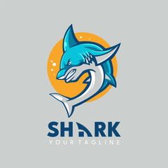 Angry Shark Logo Design Vector for a club or Sport Team