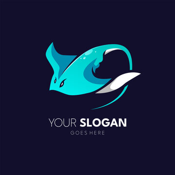 Stingray fish logo design vector