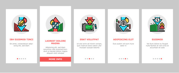 crisis management risk strategy onboarding icons set vector