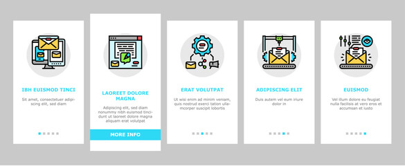 email marketing internet web onboarding icons set vector