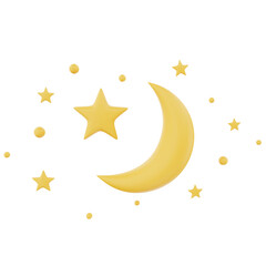 3D Moon and Star Ramadan Illustration