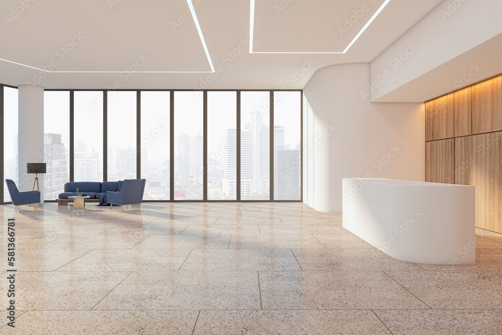 Poster empty concrete floor with space for your product presentation in modern interior design business off