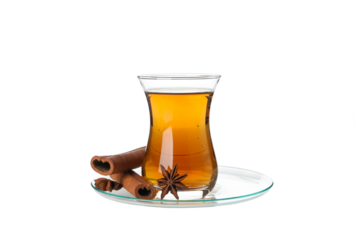 Concept of traditional turkish brewed hot drink - tea, isolated on white background