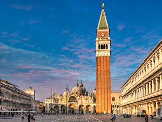 Fototapeta na wymiar San Marco square with Campanile and Saint Mark's Basilica in Venice, Italy.