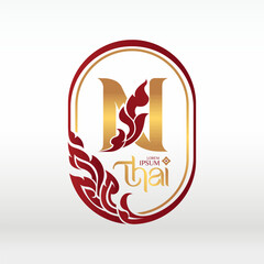 Naklejka premium concept of letter N, logotype design Thai art style 