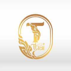 concept of  letter T, logotype design  Thai art style 