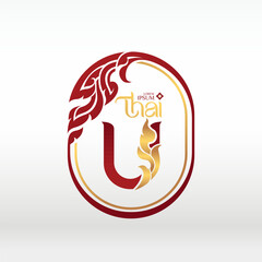concept of  letter U, logotype design  Thai art style 