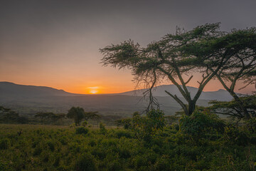 Sunrise over the Ngorongoro Conservation Area in Tanzania