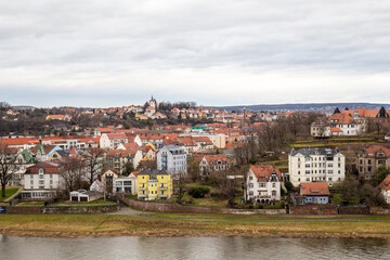 Fototapeta na wymiar panorama view from the balcony old town in Meissen
