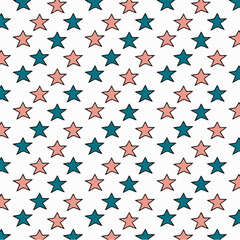 seamless stars pattern, stars background pink, green design for carpet, wallpaper, clothing, wrapping, fabric, cover, etc.