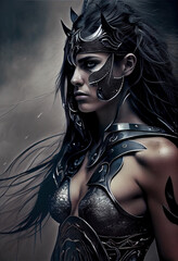 fantasy beautiful female mythical goddess hero portrait, closeup, fictional character, AI generative