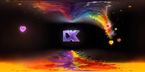 Color Extravaganza: An Artistic Fusion of Painting, Colorful Splashes, and Design. 3d illustration. ai generative technology vr ready, virtualrealityart.