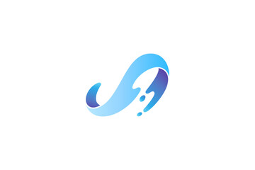Simple wave water logo design