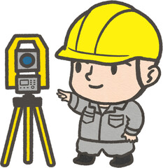 測量機を使う人のイラスト