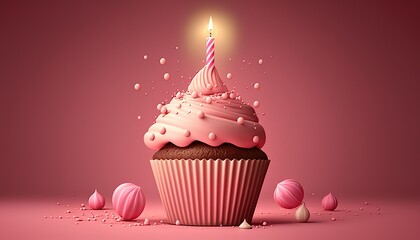 Adding a Festive Touch: Cupcake with Candle for Celebrations and Special Occasions