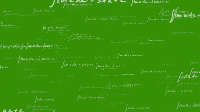integral Mathematics equation math formula text Green screen background teaching engineering, teaching equations and formulas backgrounds for teaching presentations graphic background animation
