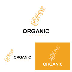 Wheat Rice Logo, Agricultural Organic Plants Vector, Luxury Design Golden Bakery Ingredients