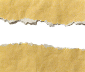 torn piece of paper on a white background. rough paper texture. Generative AI.