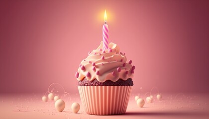 Adding a Festive Touch: Cupcake with Candle for Celebrations and Special Occasions