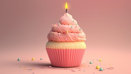 Adding a Festive Touch: Cupcake with Candle for Celebrations and Special Occasions