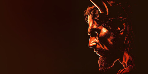 Lucifer the devil face side profile with copy space created with Generative AI