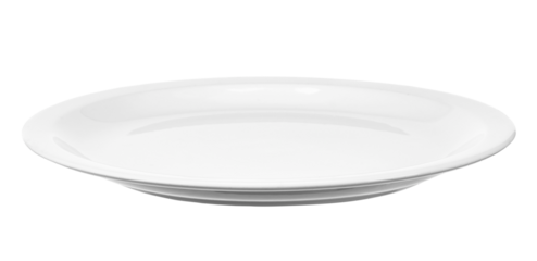 empty white plate isolated on transparent background, PNG image