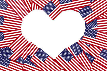 US weed flag heart border isolated on white