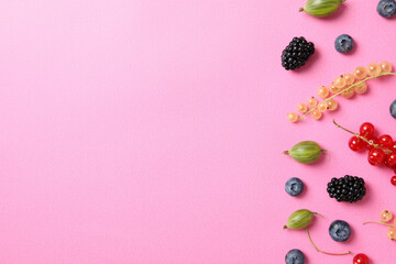 Concept of fresh food, berries, space for text