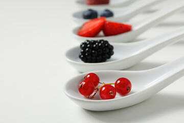Concept of fresh food, berries, space for text