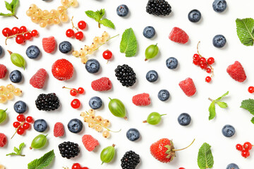 Concept of fresh food, berries, top view