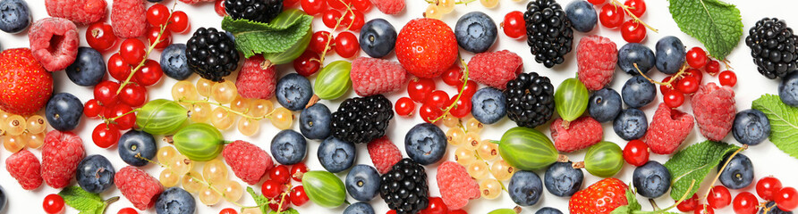 Concept of fresh food, berries, top view