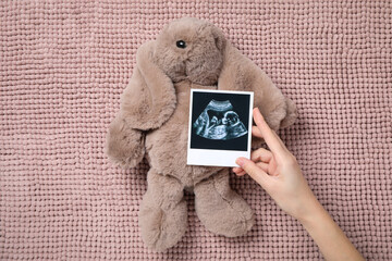 Concept of pregnancy and maternity, top view