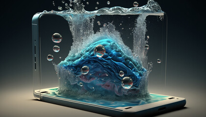 Mobile with water,3D.Generative AI.