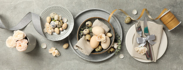 Concept of Easter, spring holy holiday concept, top view