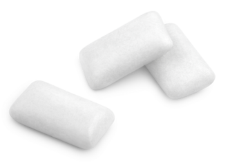 Three pieces of chewing gums isolated on transparent background