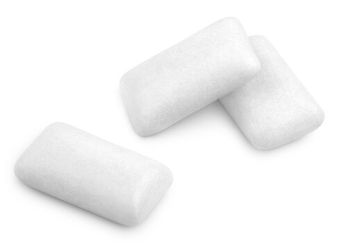 Three pieces of chewing gums isolated on transparent background