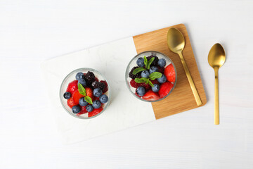 Delicious and sweet dessert - Panna Cotta, top view