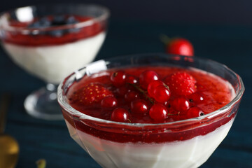 Delicious and sweet dessert - Panna Cotta, composition for tasty dessert concept